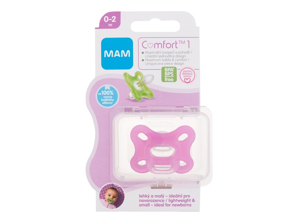 Comfort 1 Silicone Pacifier 0-2m Pink - MAM Apa de parfum